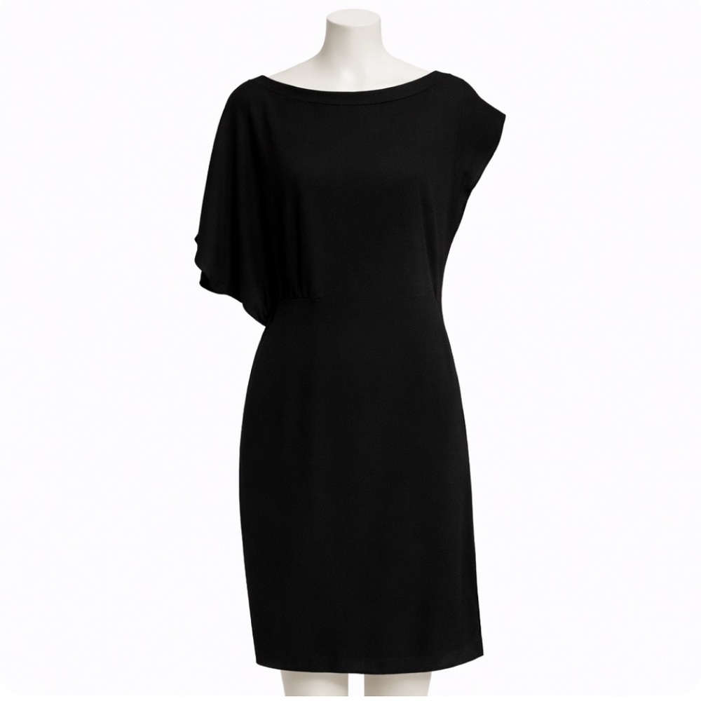 Elegant Black Asymmetrical Women's Dress from IRIS & INK